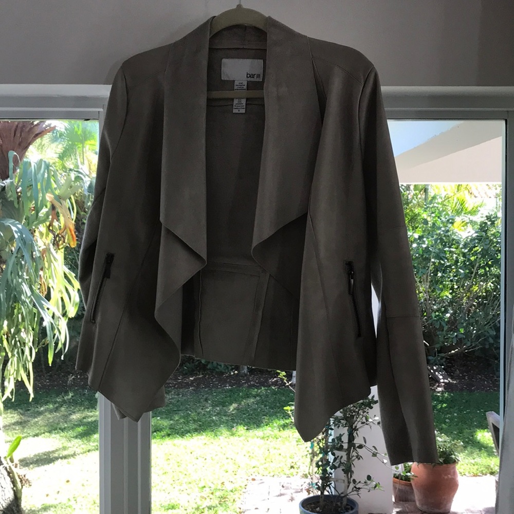 Beige Bar III Faux leather and suede jacket